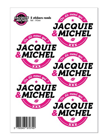 5 stickers J&M blanc logo rond