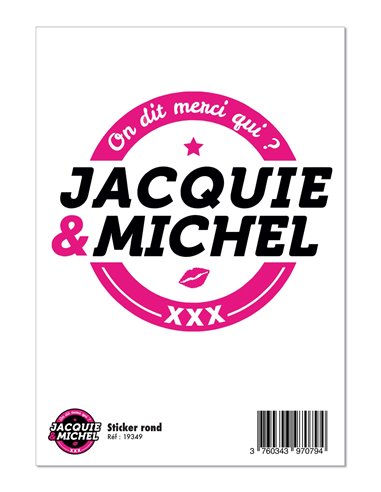 Grand sticker Jacquie & Michel rond blanc