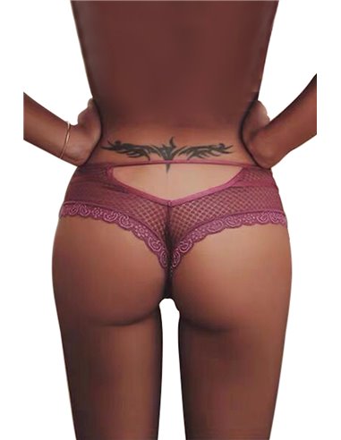 Tanga bordeaux dentelle - Paris Hollywood