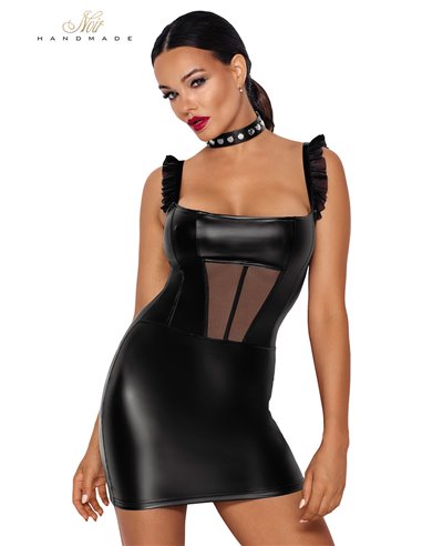 Robe courte wetlook et tulle F257